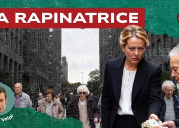 Città moderna. Giorgia Meloni sottrae denaro a una donna anziana in primo piano