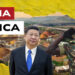 Paesaggio africano. Xi Jinping e un militare africano in primo piano