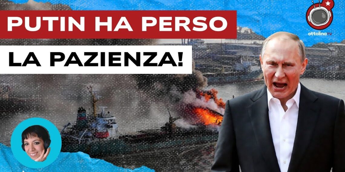 Petroliera incendiata. Vladimir Putin arrabbiato in primo piano