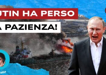 Petroliera incendiata. Vladimir Putin arrabbiato in primo piano