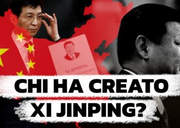 Sagoma della Cina con Wang Huning. Xi Jinping in primo piano