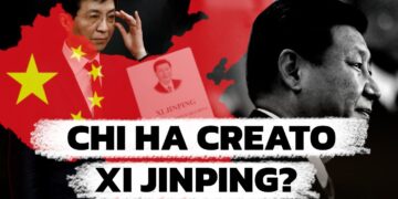 Sagoma della Cina con Wang Huning. Xi Jinping in primo piano