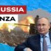 Scenario di guerra con distruzione, carro armato e militari. Vladimir Putin in primo piano