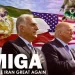 Bandiere di Persia e USA. Reza Ciro Pahlavi e donald Trump in primo piano