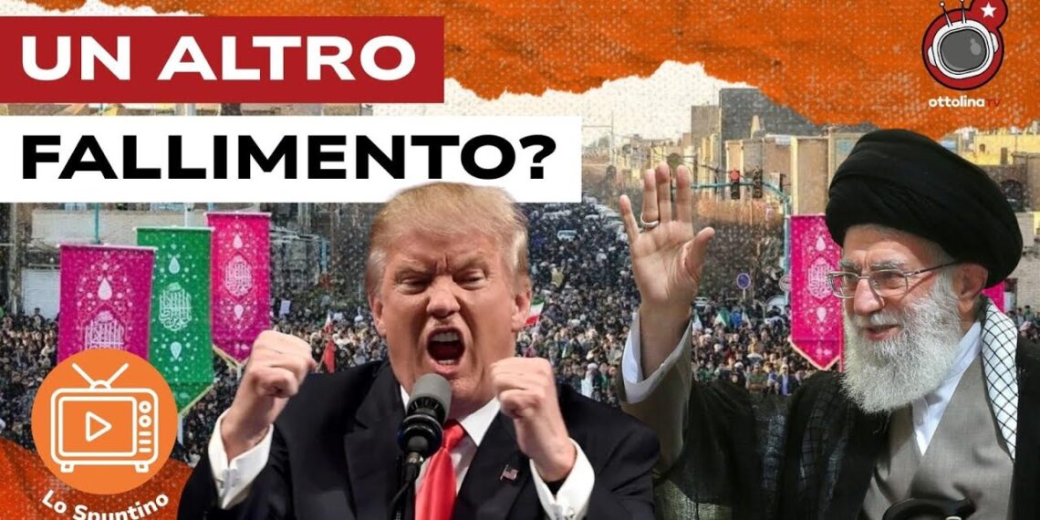 Manifestazione di protesta in Iran. Donald Trump e Ali Khamenei in primo piano