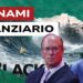 Onda di tsunami con alcuni ideogrammi giapponesi travolge la Casa Bianca. Larry Fink e Sanae Takaichi in primo piano