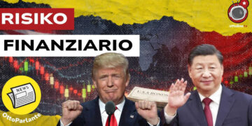 Grafico borsistico e titoli di Stato USA. Donald Trump e Xi Jinping in primo piano