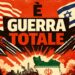 Missili che partono da bandiere USA e israeliana si dirigono sulla bandiera dell'Iran