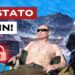Scenario delle Olimpiadi invernali. Vladimir Putin su una sdraio a petto nudo prende il sole con un hacker al suo fianco in primo piano