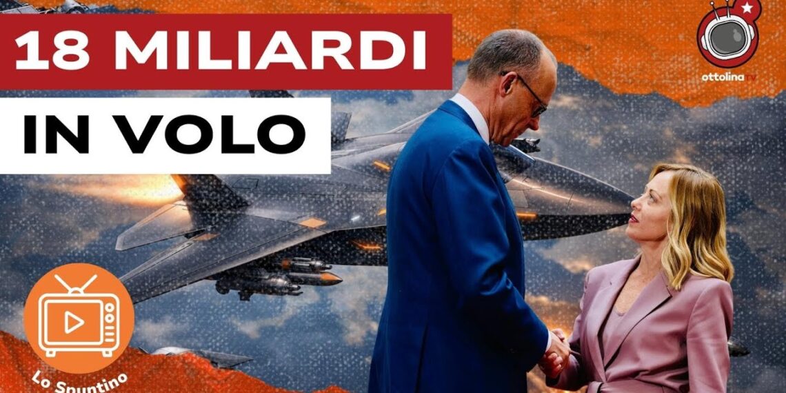 Un jet in volo. Friedrich Merz e Giorgia Meloni si stringono la mano in primo piano