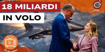 Un jet in volo. Friedrich Merz e Giorgia Meloni si stringono la mano in primo piano