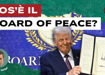 Vessillo del Board of Peace. Donald Trump mostra un'adesione al Board in primo piano
