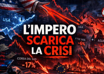 Allegoria delle borse mondiali che crollano a causa degli USA