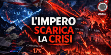Allegoria delle borse mondiali che crollano a causa degli USA
