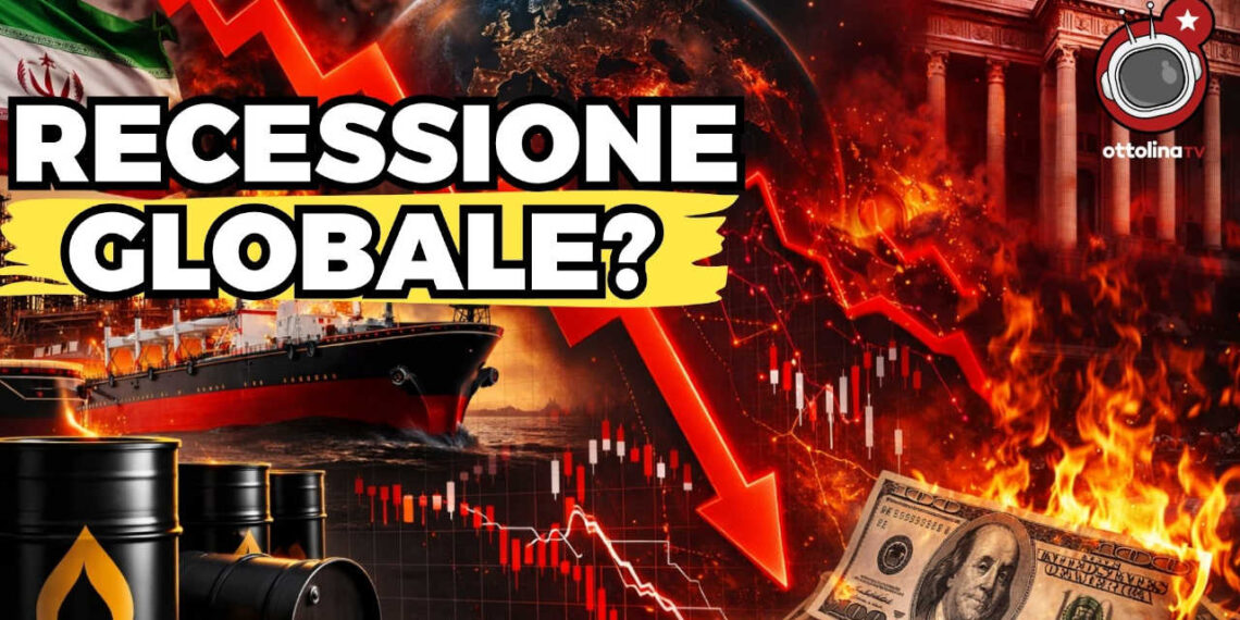 Bandiera dell'Iran, barili di petrolio, petroliera in mare, indici di borsa e dollari in fiamme