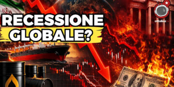 Bandiera dell'Iran, barili di petrolio, petroliera in mare, indici di borsa e dollari in fiamme