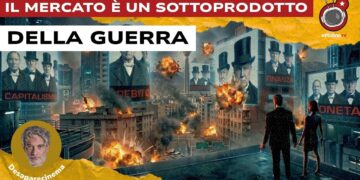 Città americana moderna crepuscolare con esplosioni