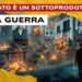 Città americana moderna crepuscolare con esplosioni