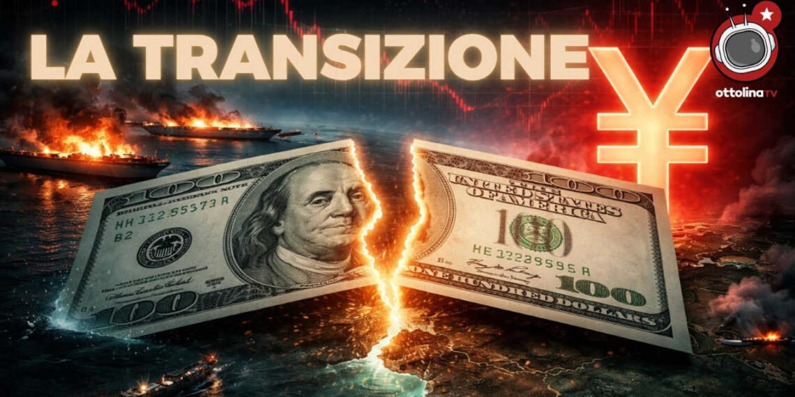 Esplosioni nello Stretto di Hormuz. Un dollaro spezzato e il simbolo dello yuan in primo piano