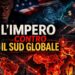 Immagini che evocano la guerra con il mondo in fiamme. Donald Trump con espressione diabolica in primo piano