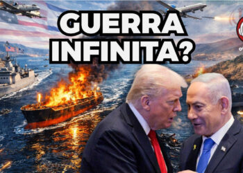Nave incendiata nello Stretto di Hormuz. Donald Trump e Benjamin Netanhyau in primo piano
