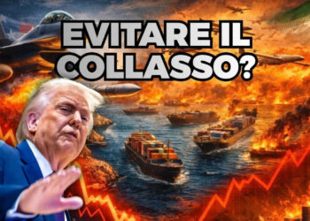 Navi portacontainer nella Stretto di Hormuz. Donald Trump in atteggiamento di blocco in primo piano