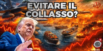 Navi portacontainer nella Stretto di Hormuz. Donald Trump in atteggiamento di blocco in primo piano