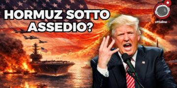Portaerei USA in mare in fiamme. Donald Trump furioso in primo piano