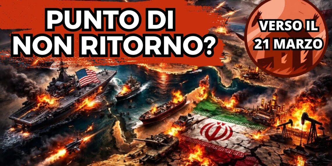 Scenario caotico di guerra con tutto ciò che simboleggia il conflitto fra Iran e Stati Uniti