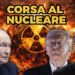 Simbolo della radioattività da cui partono missili. Vladimir Putin, Donald Trump e Benjamin Netanhyau in primo piano