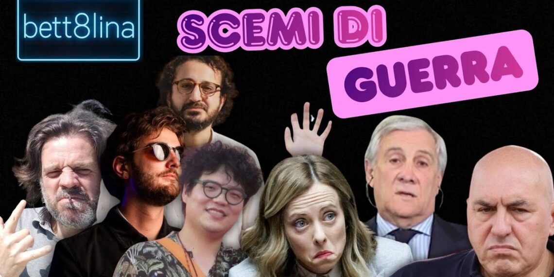 Team di Bett8lina a sinistra. A destra Giorgia Meloni, Antonio Tajani e Guido Crosetto