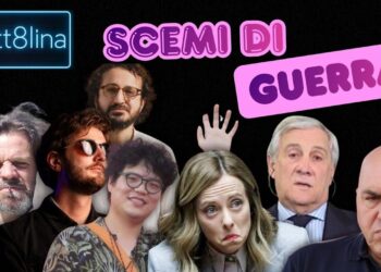 Team di Bett8lina a sinistra. A destra Giorgia Meloni, Antonio Tajani e Guido Crosetto