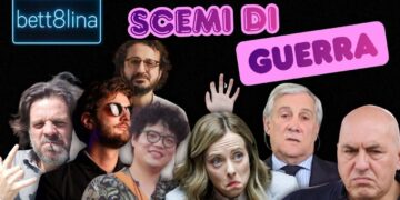 Team di Bett8lina a sinistra. A destra Giorgia Meloni, Antonio Tajani e Guido Crosetto