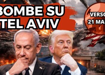 Tel Aviv bombardata. Benjamin Netanhyau e Donald Trump pensierosi in primo piano