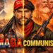 Un uomo che per una metà rappresenta l'appartenenza MAGA e per l'altra la militanza comunista
