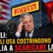 A sinistra Donald Trump con bandiera USa. Al centro Antonio Tajani con alle spalle la Pirelli e uno pneumatico. A sinistra Xi Jinping con bandiera cinese