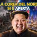 A sinistra città coreana del nord distrutta. A destra la stessa città ricostruita. Kim Jong Un in primo piano