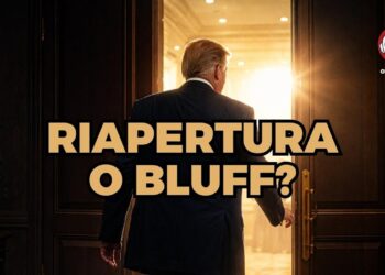 Donald Trump di spalle apre la porta di una stanza piena di luce