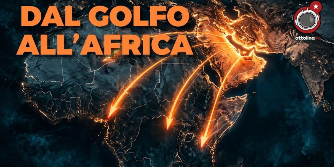 Frecce luminose escono dal Medio Oriente e puntano verso l'Africa