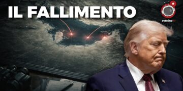 Mappa dello Stretto di Hormuz. Donald Trump perplesso in primo piano