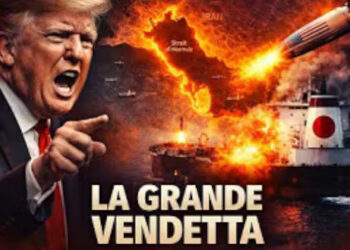 Nave giapponese colpita da un missile a stelle e strisce. Donald Trump furente in primo piano