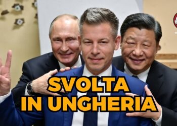 Péter Magyar con Vladimir Putin e Xi Jinping alle spalle