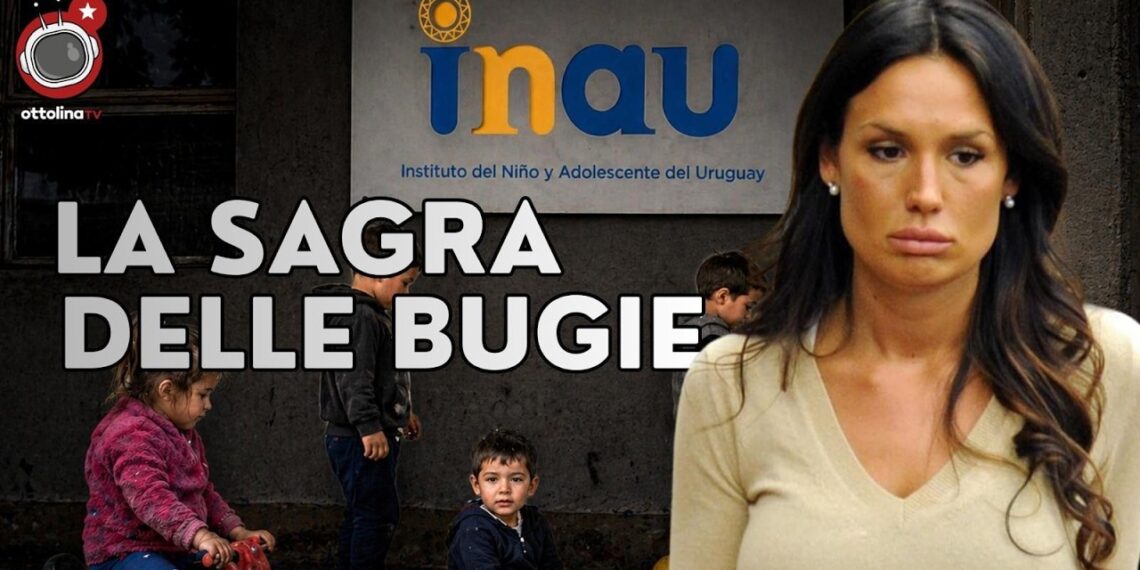 Bambini uruguayani orfani sullo sfondo. Nicole Minetti in primo piano