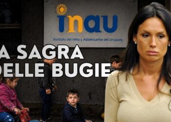 Bambini uruguayani orfani sullo sfondo. Nicole Minetti in primo piano