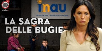 Bambini uruguayani orfani sullo sfondo. Nicole Minetti in primo piano