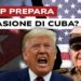 Bandiere di Cuba e USA sulla sfondo. Donald Trump e Raul Castro in primo piano