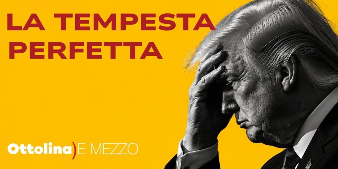 Donald Trump con la mano sulla fronte in primo piano
