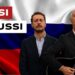 Luca e Paolo. Bandiera russa sullo sfondo