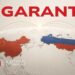 Mappa con Russia e Cina evidenziate dai colori delle rispettive bandiere