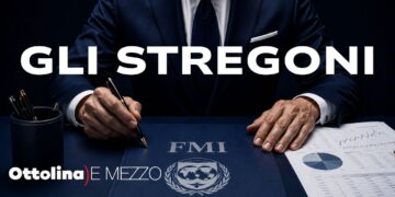 Mezzobusto senza volto con una cartelletta del FMI sulla scrivania